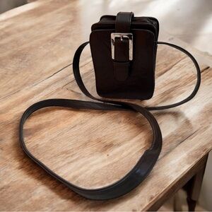 Compact Faux Leather Crossbody Purse with Clip
